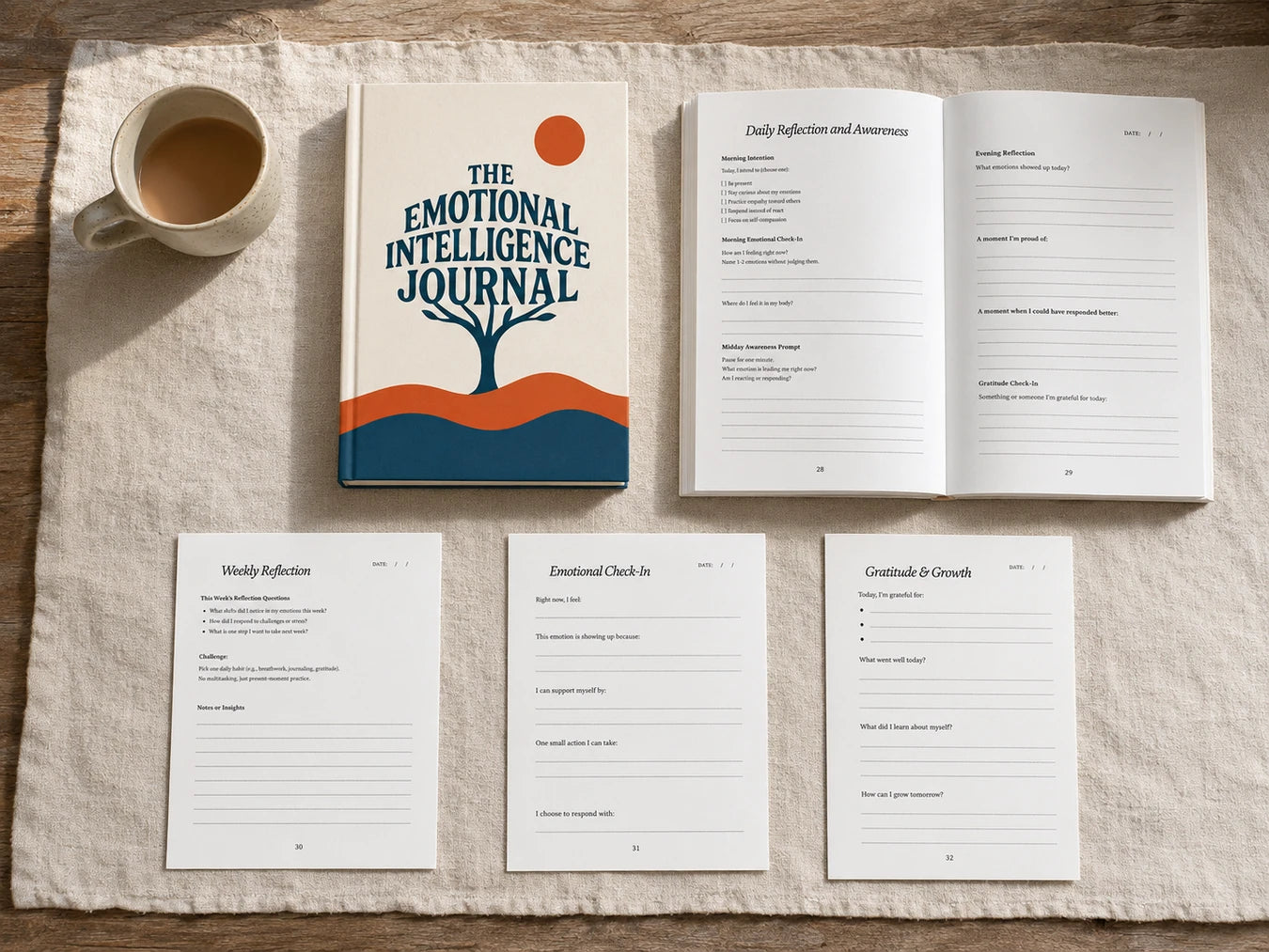 The Emotional Intelligence Journal | Guided Daily Journal for Self-Awareness & Emotional Resilience — inside
